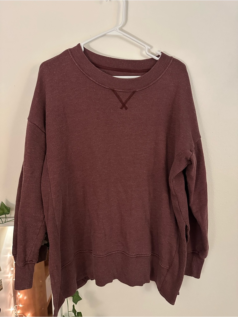 aerie Cozy Crewneck Sweater in Dusty Plum